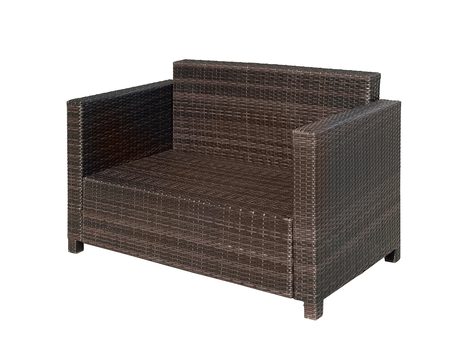 Sese 2 Seater Outdoor Rattan Sofa Brown with White Cushions