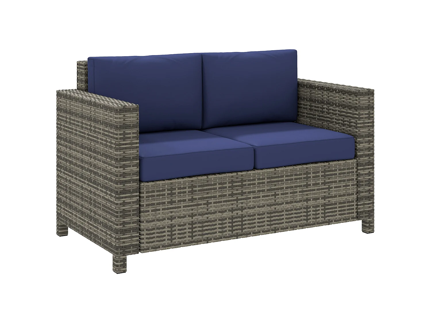 Vata 2 Seater Rattan Outdoor Sofa Navy Blue cushions