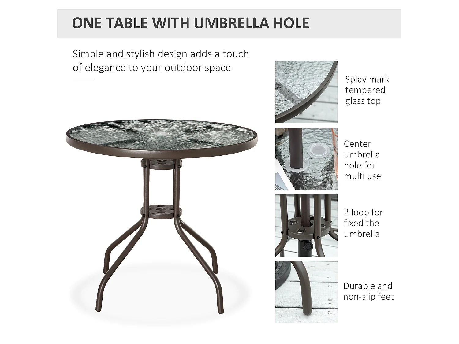 Misotte 4 Seater Outdoor Dining Set Folding Mesh Chairs Round Tempered Glass Table Parasol