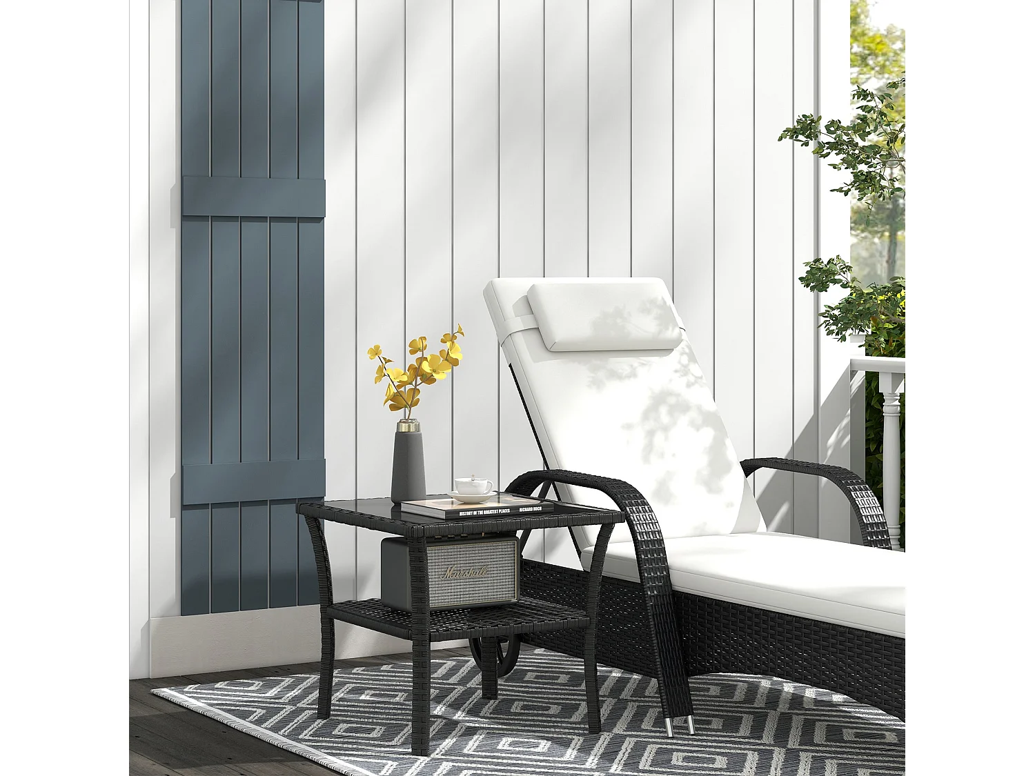 Keso 2 Tier Square Outdoor Coffee Table Black