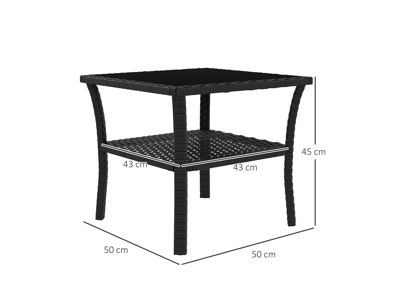 Keso 2 Tier Square Outdoor Coffee Table Black