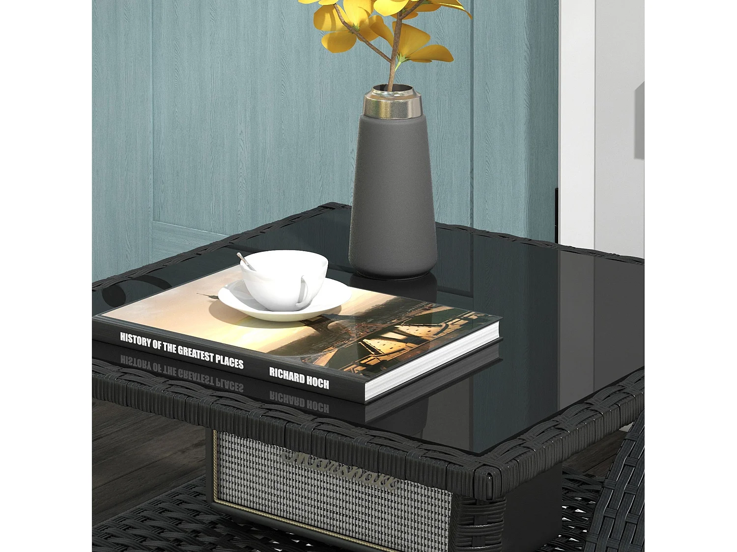 Keso 2 Tier Square Outdoor Coffee Table Black