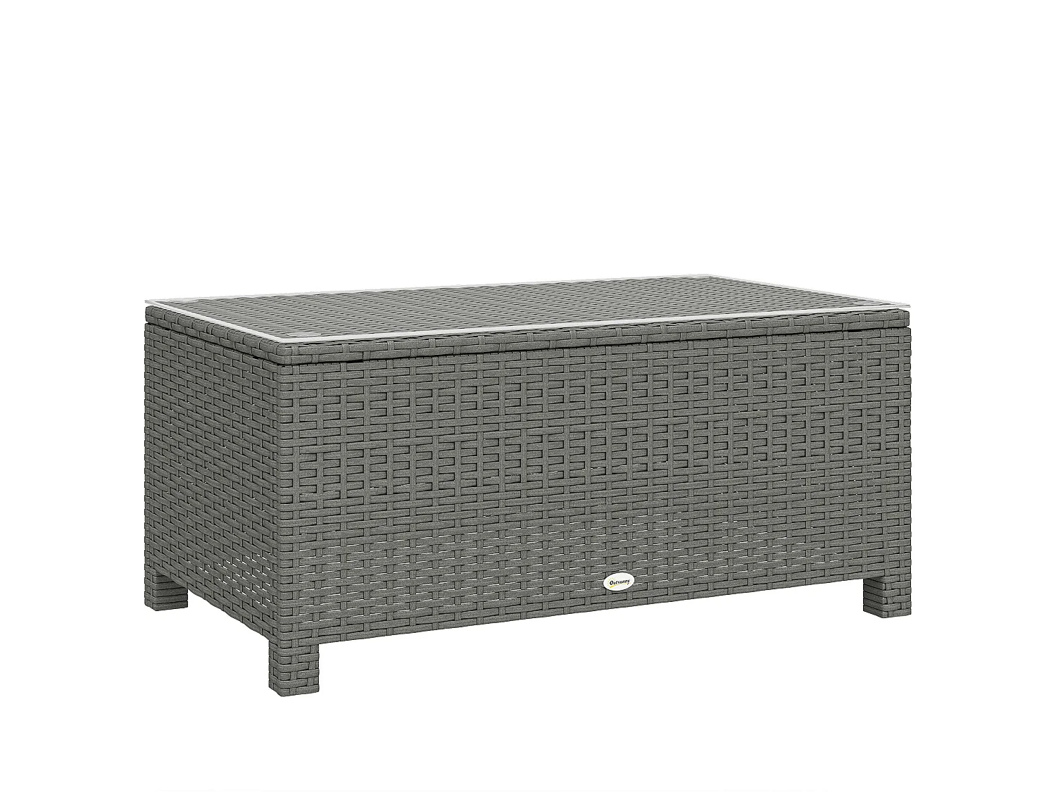 Viluno Pafi Light Grey Rattan Outdoor Coffee Table with 5mm Glass Top