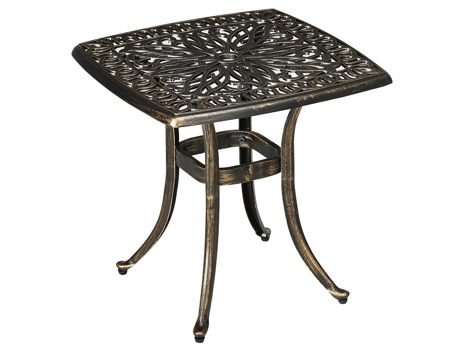 Mave Cast Aluminium Bronze Patio Side Table with Central Umbrella Hole