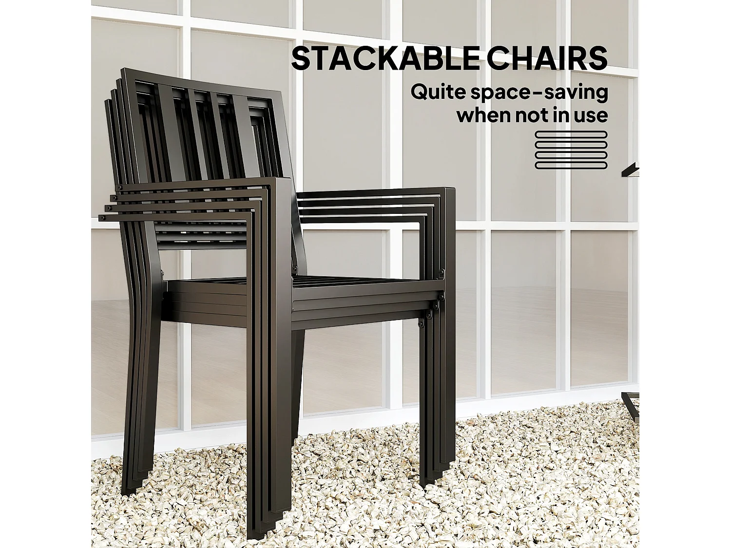 Nonilu 4 Seater Garden Dining Set Square Metal Table Stackable Chairs Cushions Parasol Hole