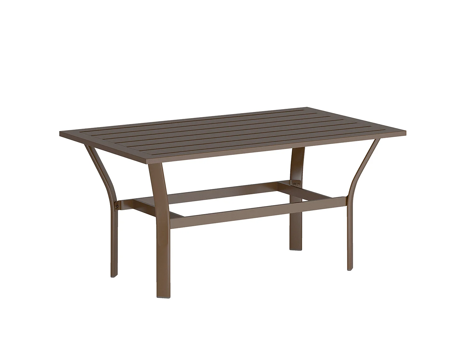 Dosu Yoba Outdoor Rectangular Coffee Table Brown Metal Frame with Slatted Wooden Top
