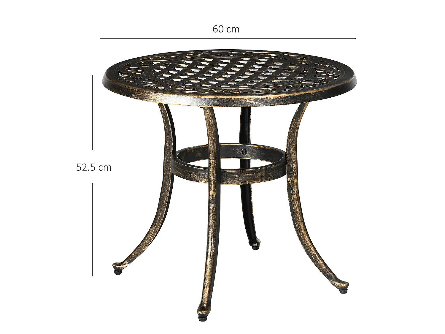 Sani Cast Aluminium Bronze Outdoor Side Table 60cm with Adjustable Anti Slip Feet