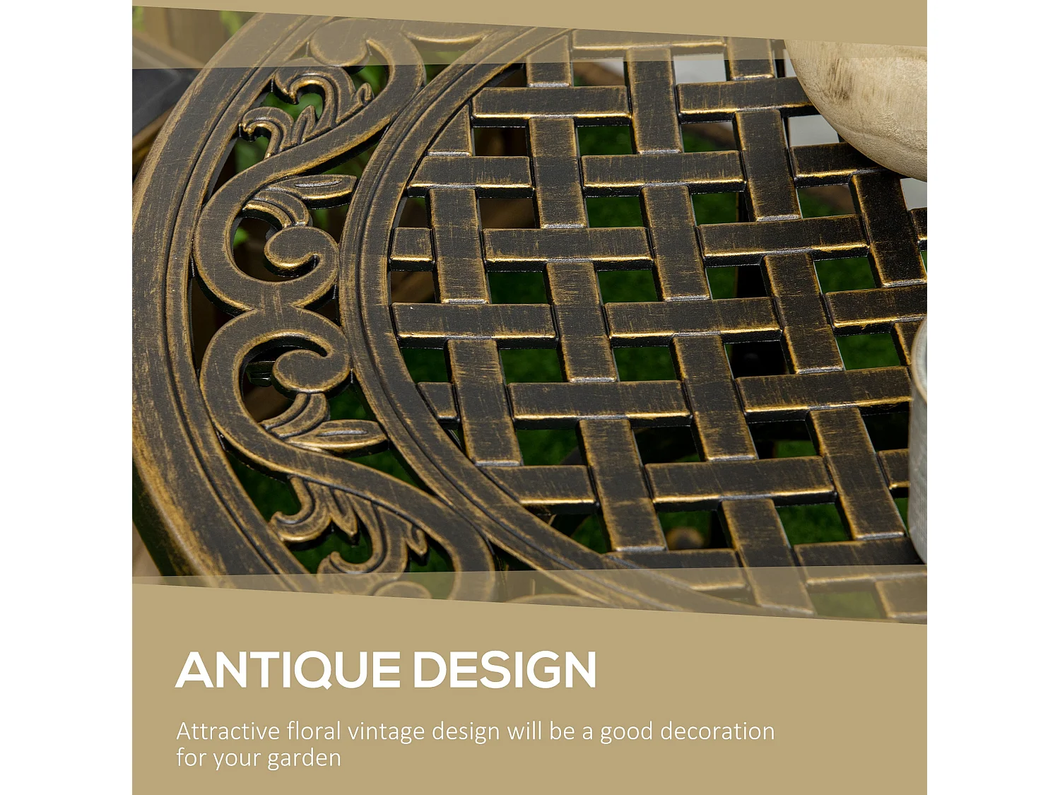 Sani Cast Aluminium Bronze Outdoor Side Table 60cm with Adjustable Anti Slip Feet