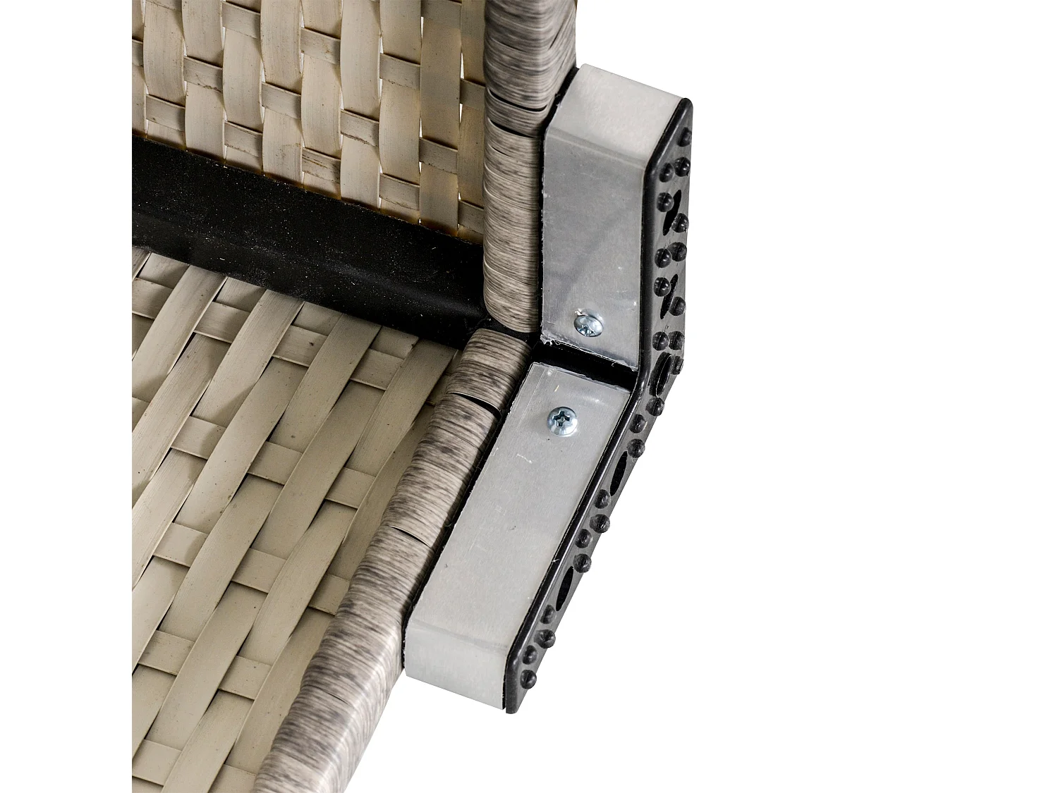 Vimito Light Grey Rattan Square Outdoor Side Table with Glass Top