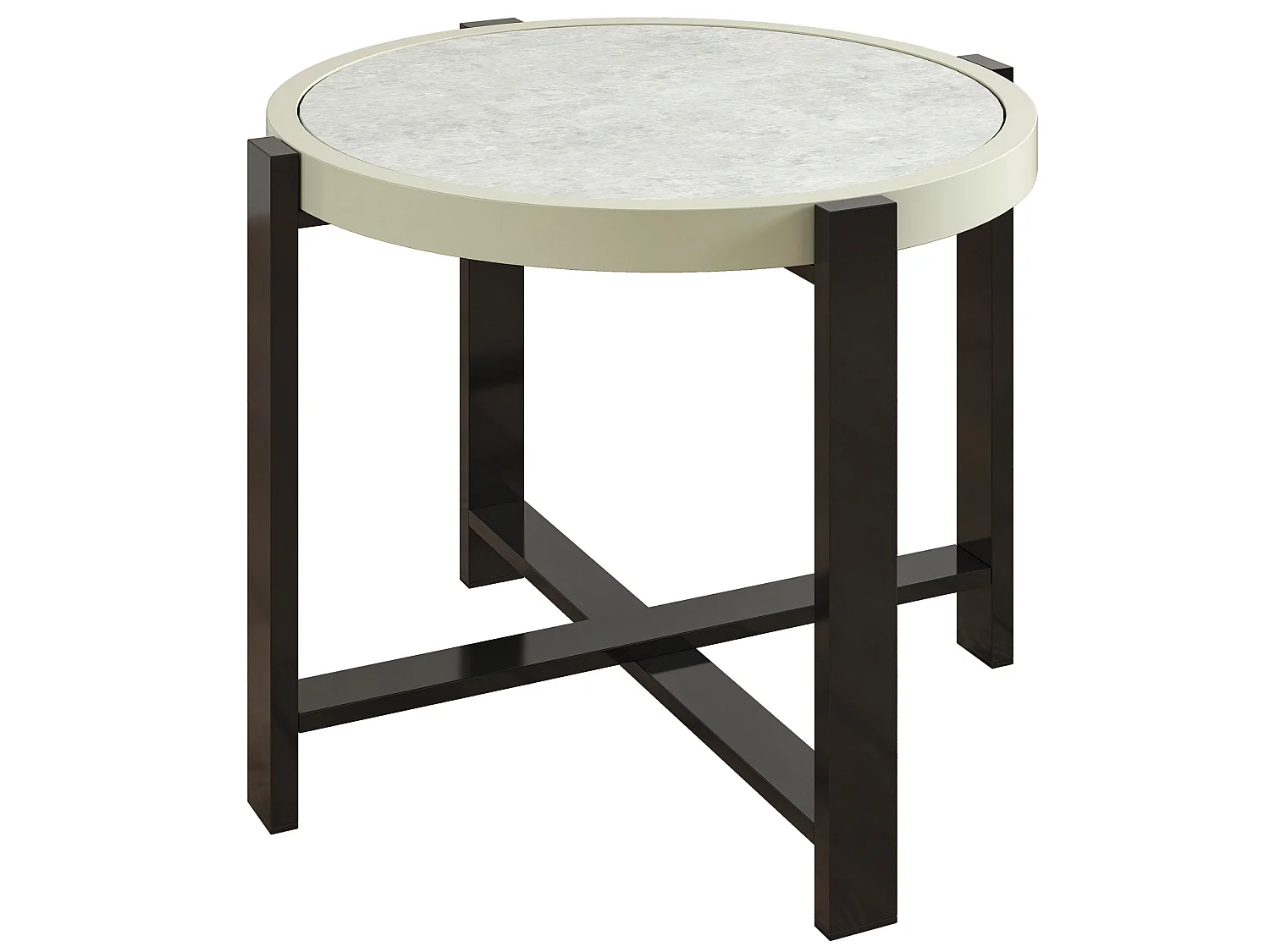 Linado Aluminium Round Outdoor Side Table 60cm Light Grey Marble Effect Glass Top