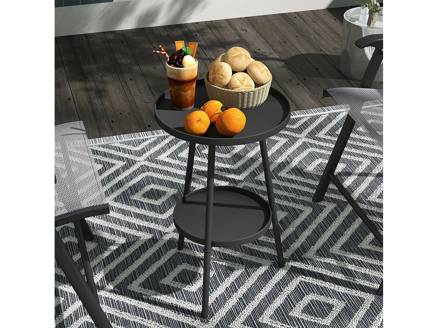 Tocore Black 2 Tier Round Metal Outdoor Bistro Table