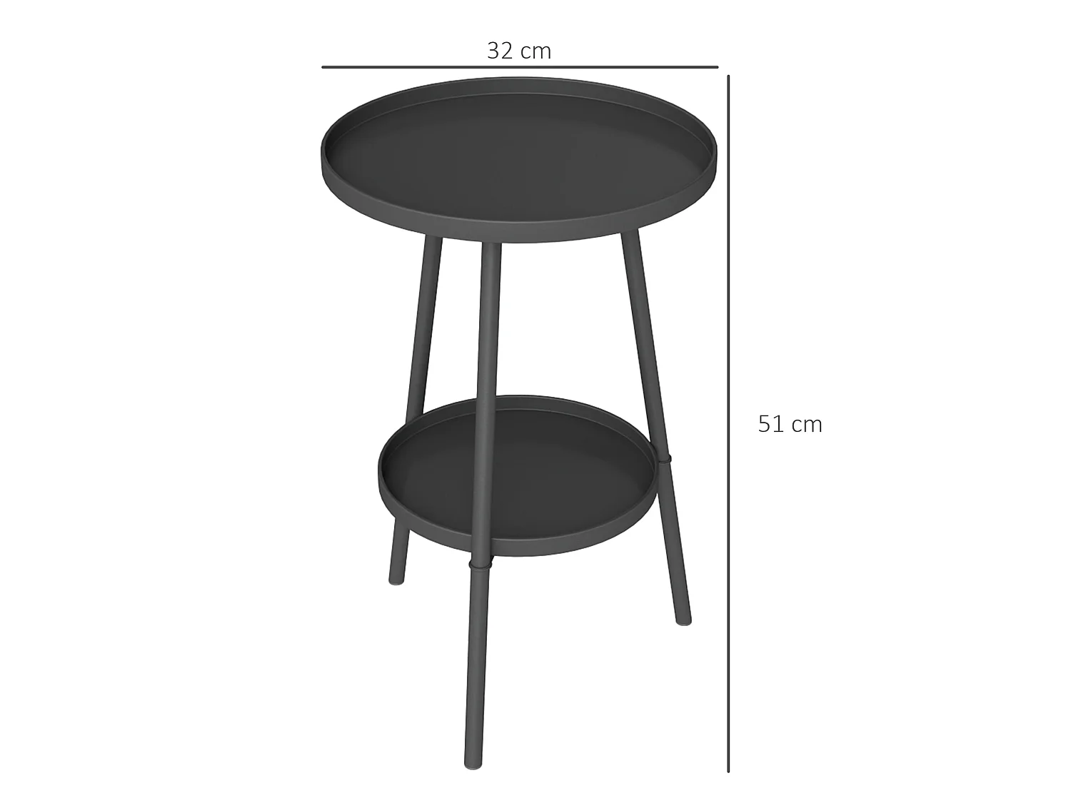 Tocore Black 2 Tier Round Metal Outdoor Bistro Table