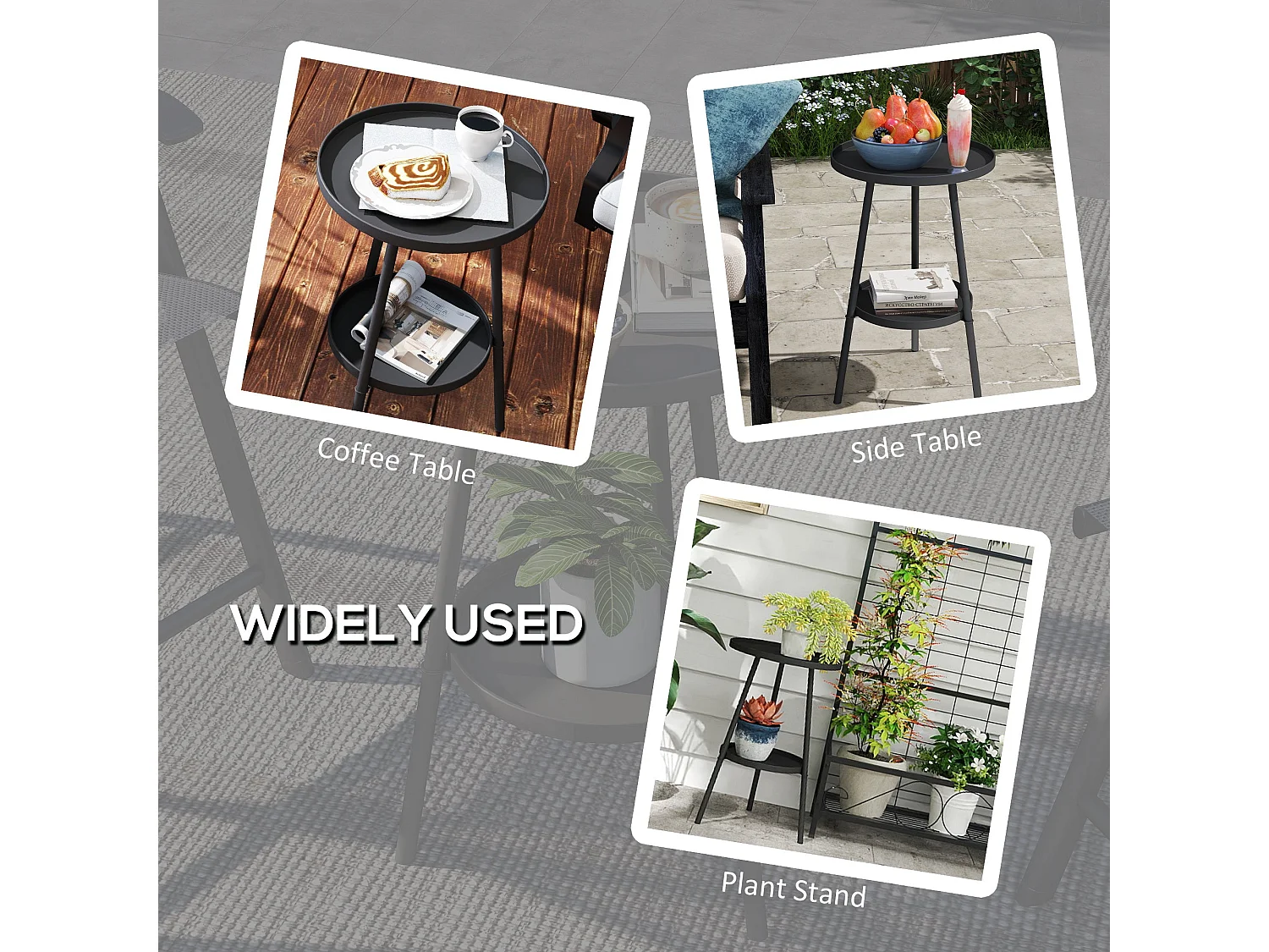 Tocore Black 2 Tier Round Metal Outdoor Bistro Table