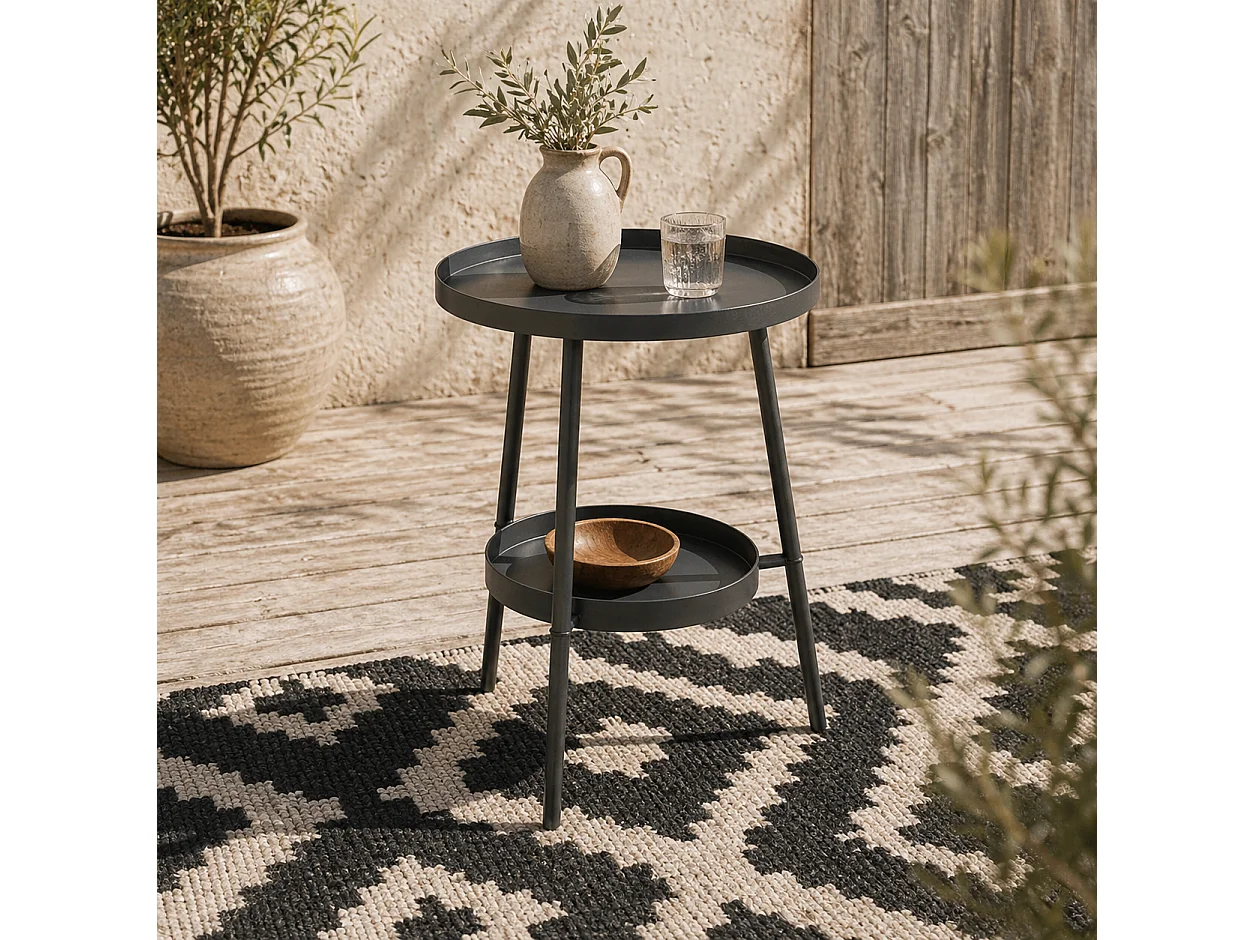 Tocore Black 2 Tier Round Metal Outdoor Bistro Table