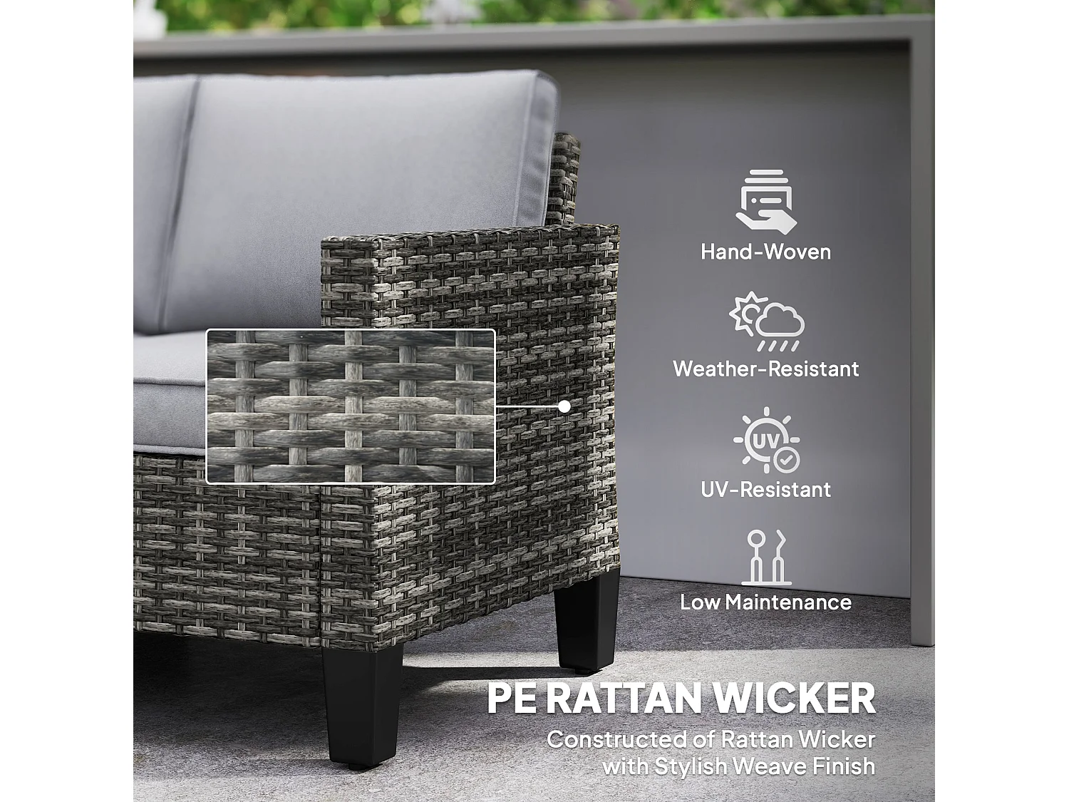 Nolo Dark Grey 2 Seater Outdoor Sofa With Cushions