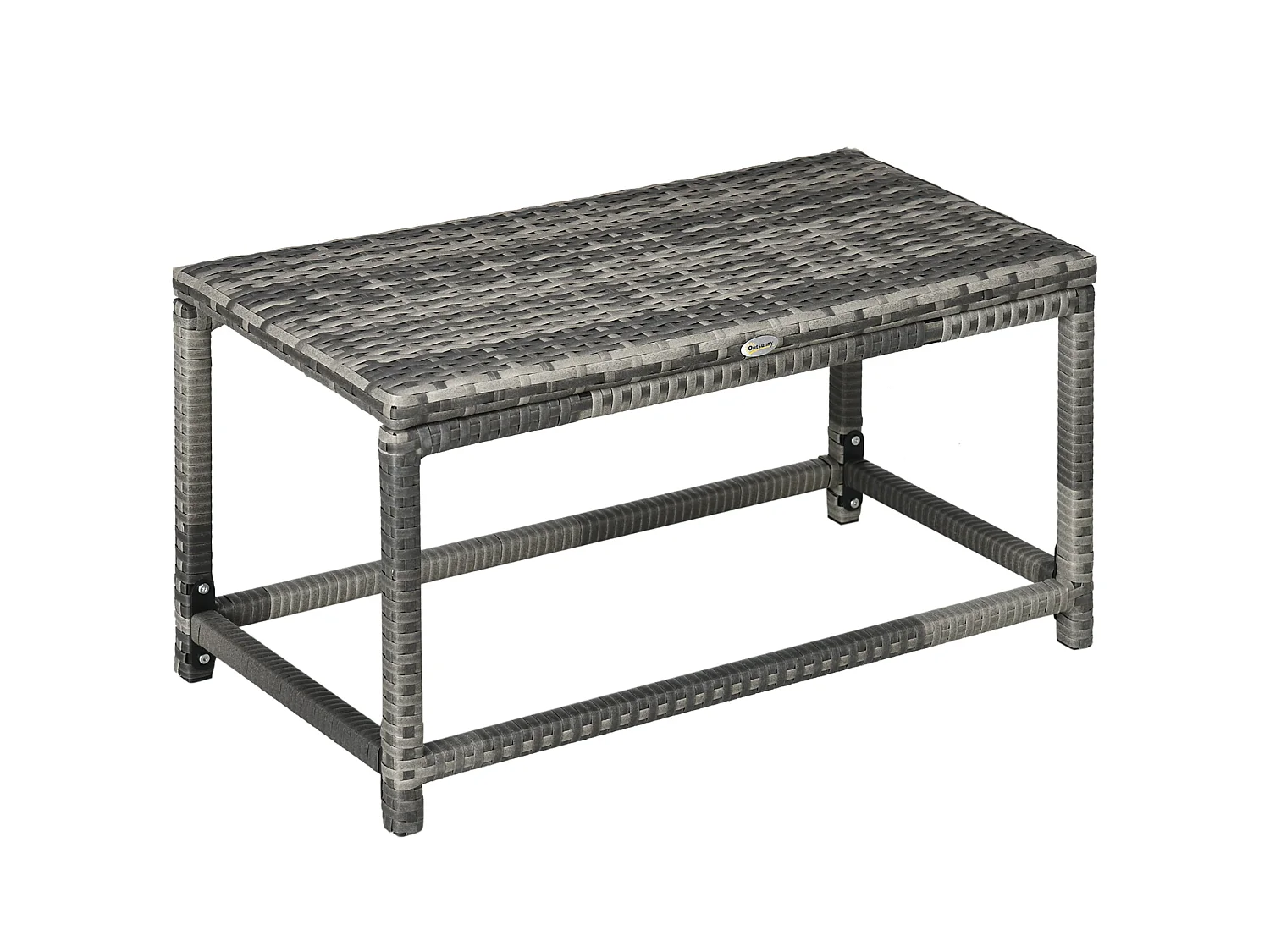 Vemiro Mixed Grey Rattan Style Rectangular Outdoor Coffee Table Galvanised Steel Frame