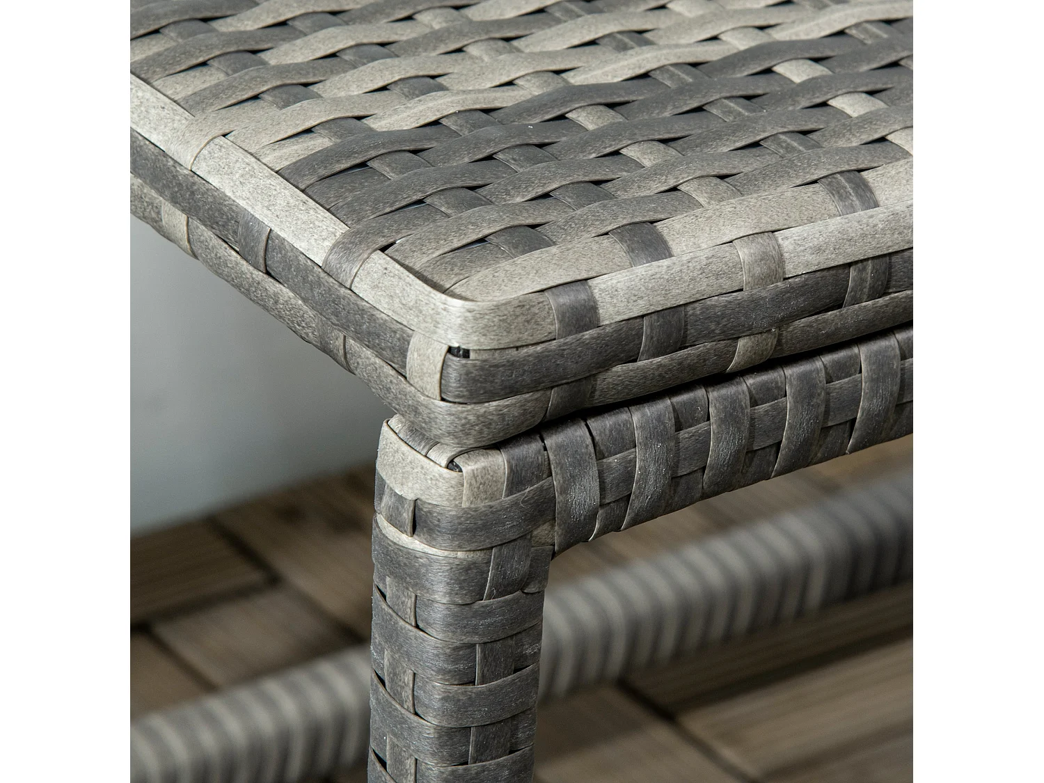 Vemiro Mixed Grey Rattan Style Rectangular Outdoor Coffee Table Galvanised Steel Frame