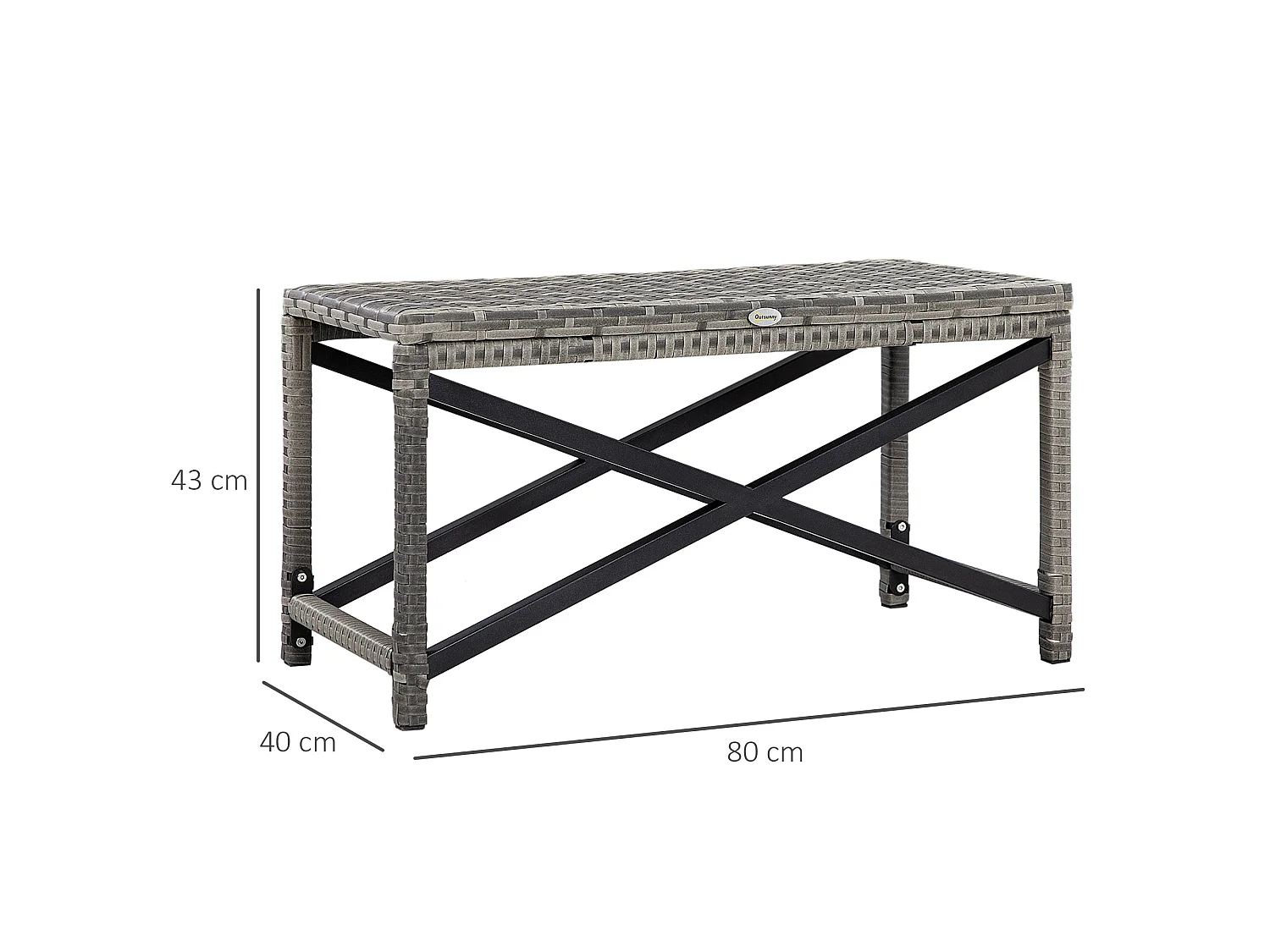 Donori Grey Rattan Outdoor Coffee Table with X Frame and Woven Top