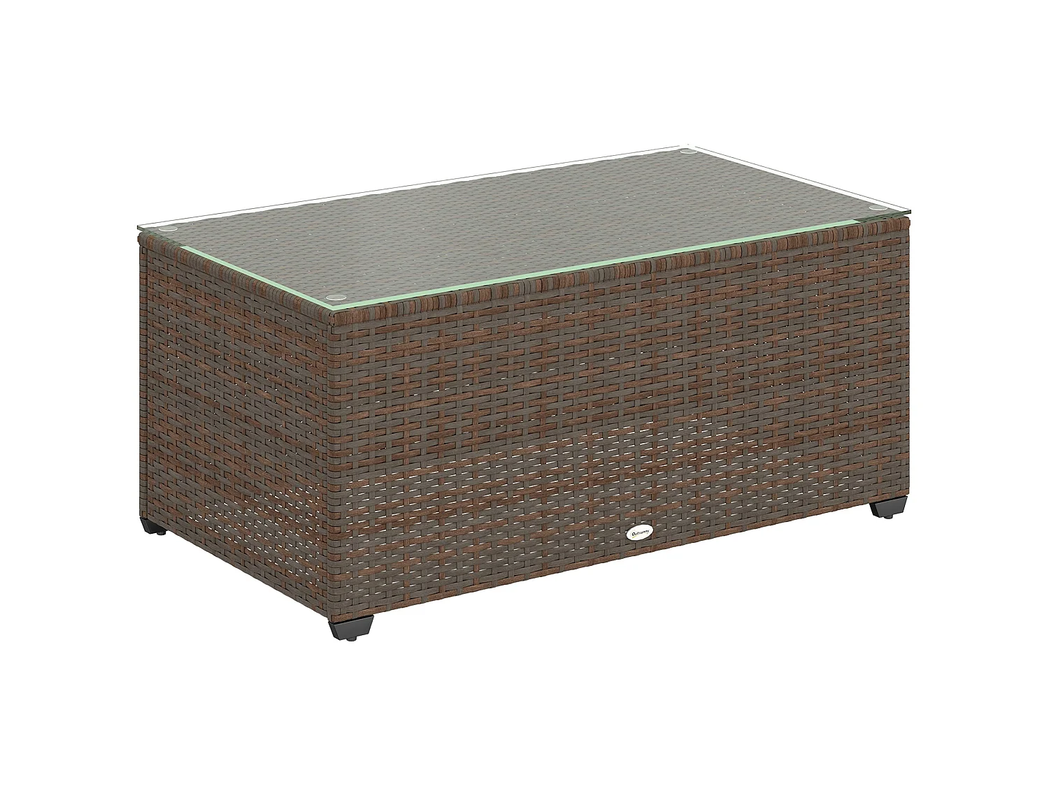 Pata Brown Rattan Outdoor Coffee Table 90 x 50cm Glass Top