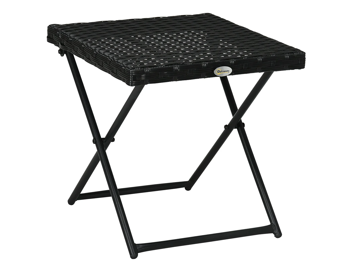 Kenila Black Square Folding Rattan Style Bistro Side Table
