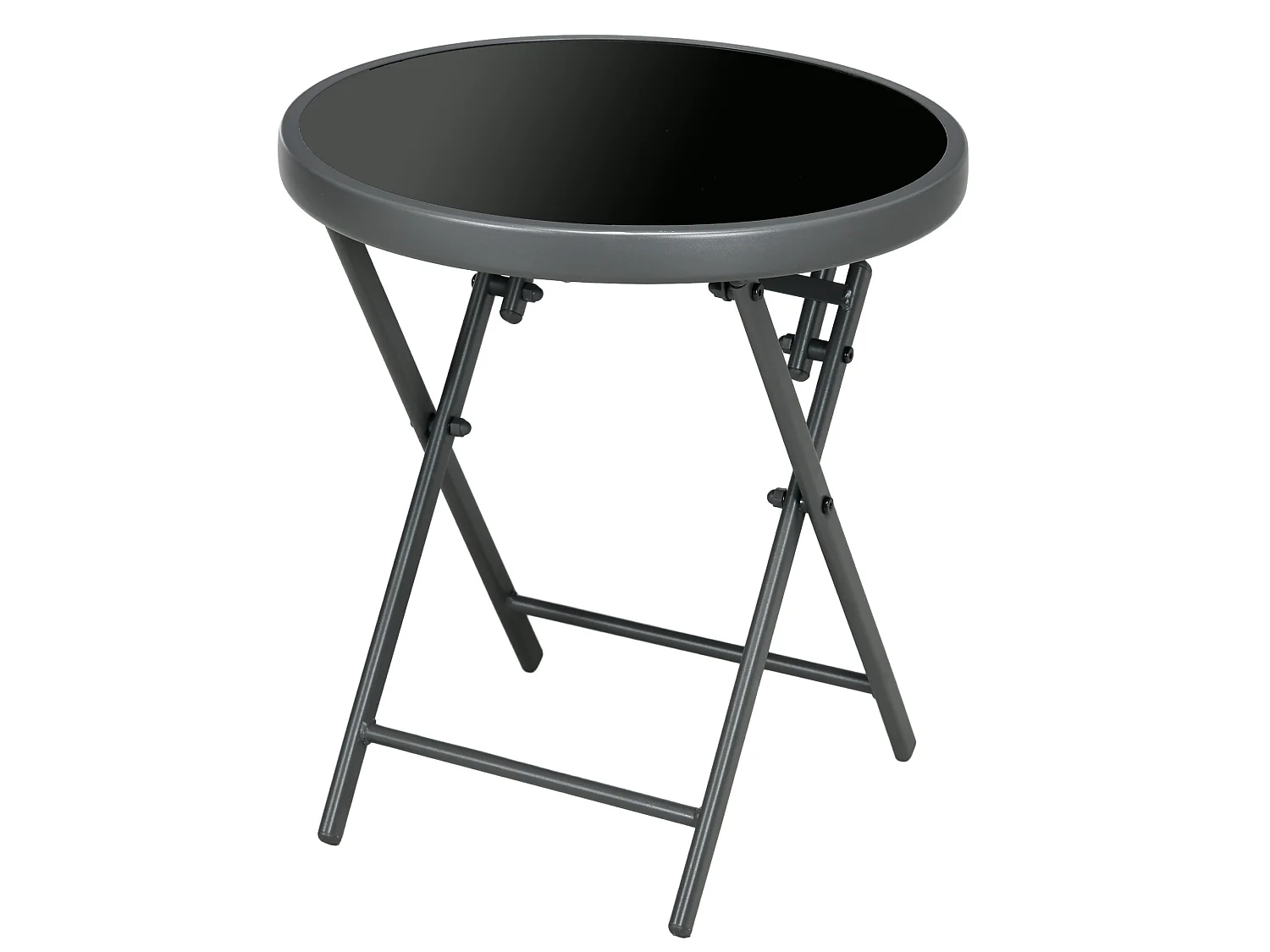 Laparo 45cm Folding Outdoor Side Table Black Marble Effect Glass