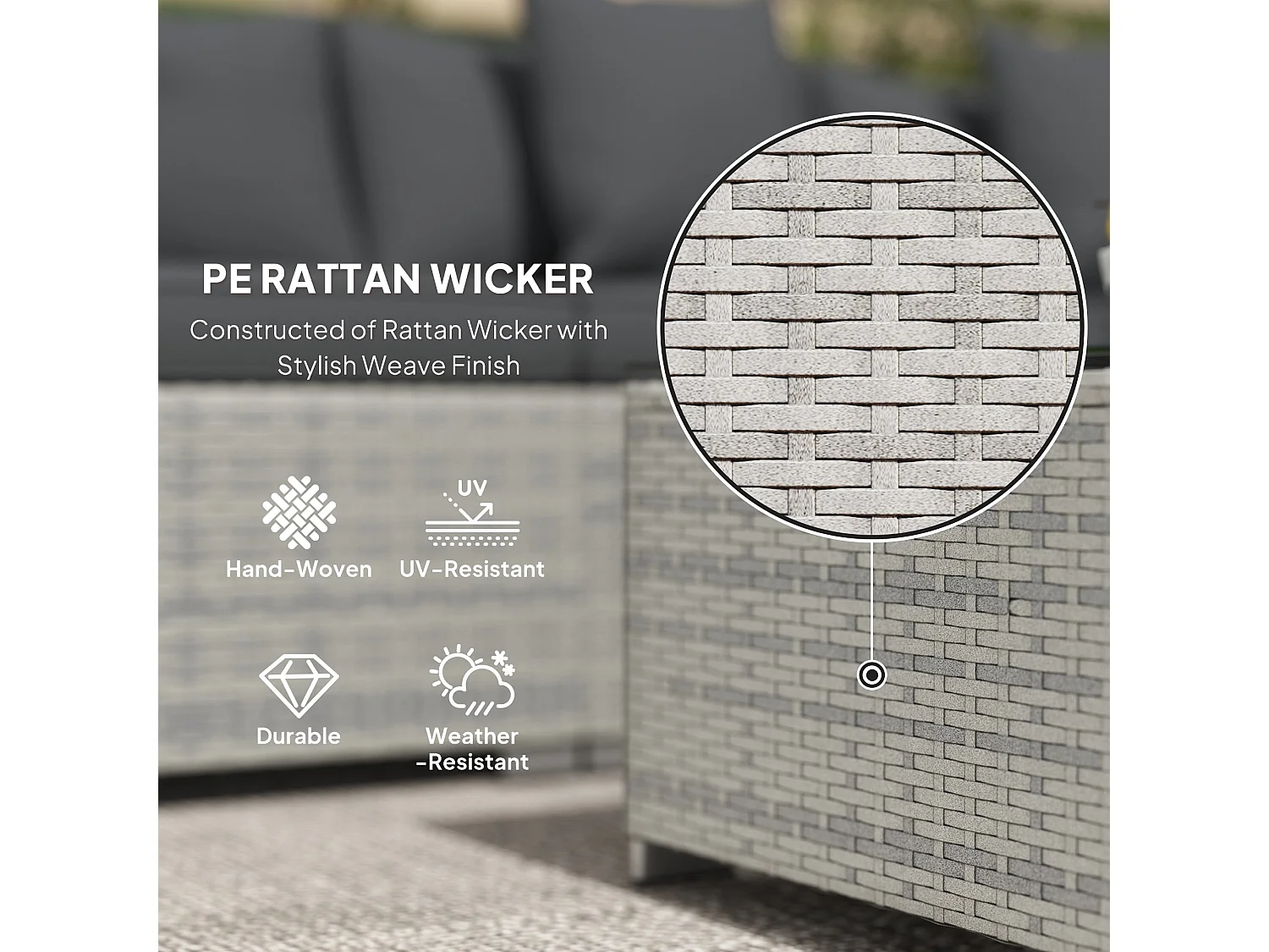 Lemi Mixed Grey 5 Seater Corner Rattan Sofa Set with Cushions