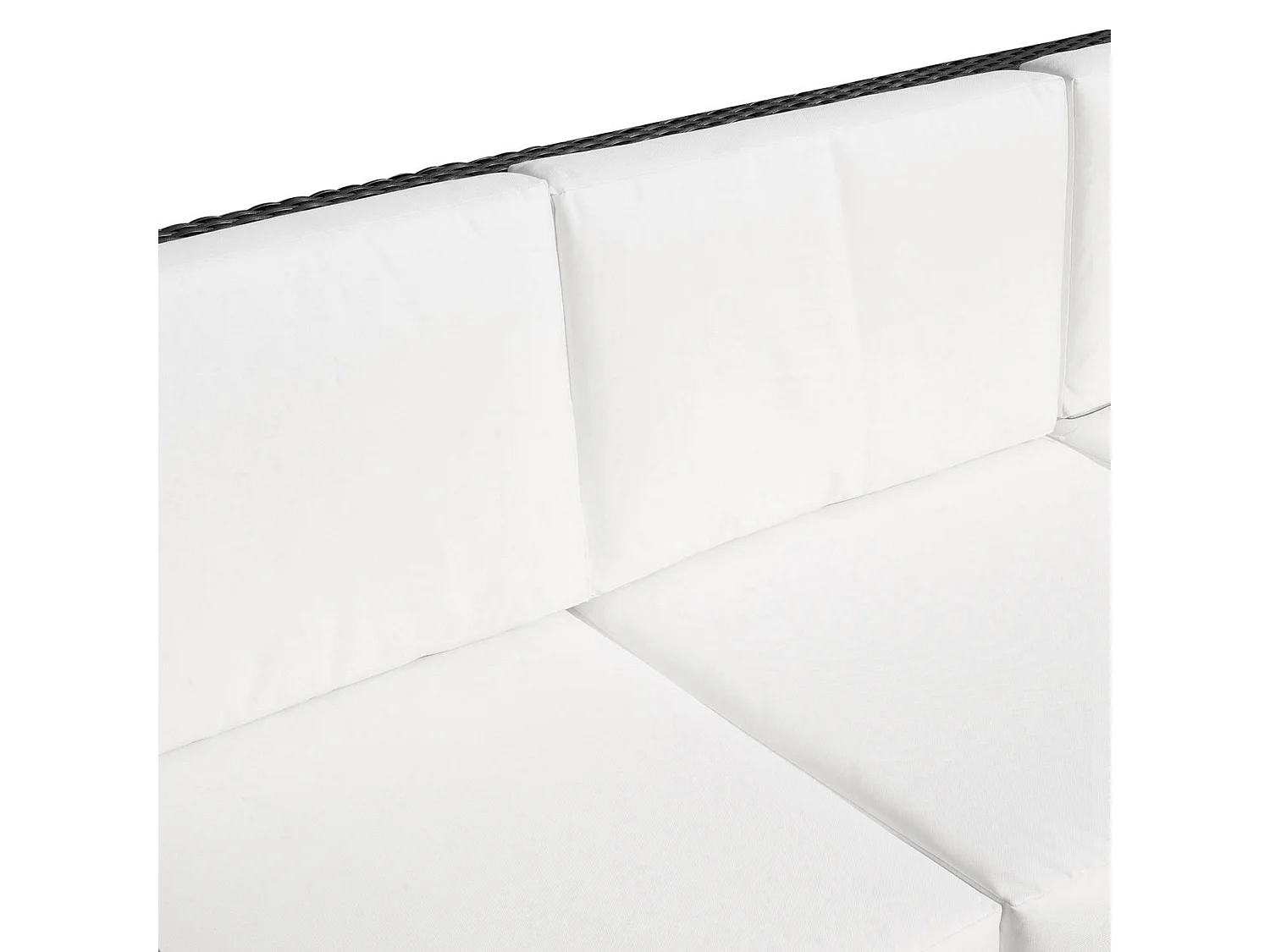 Sudori 3 Seater Black PE Rattan Outdoor Sofa with Cream Cushions