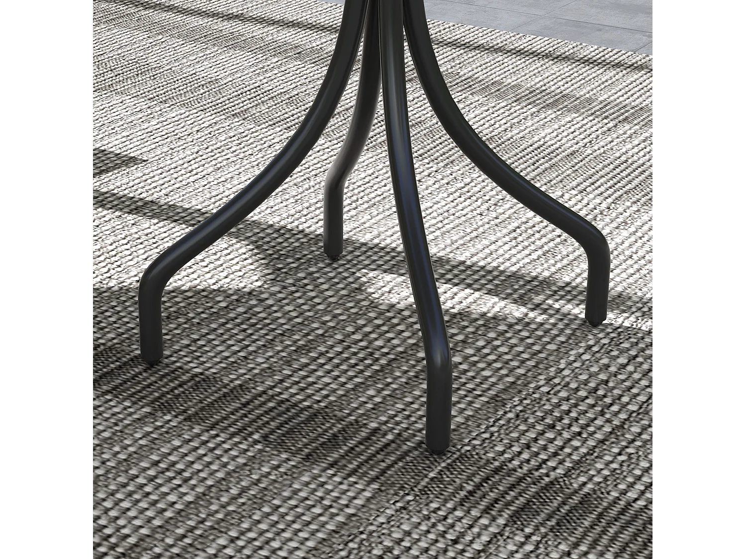 Nari 66cm Round Galvanised Steel Garden Table Grey Wood Grain Slatted Top