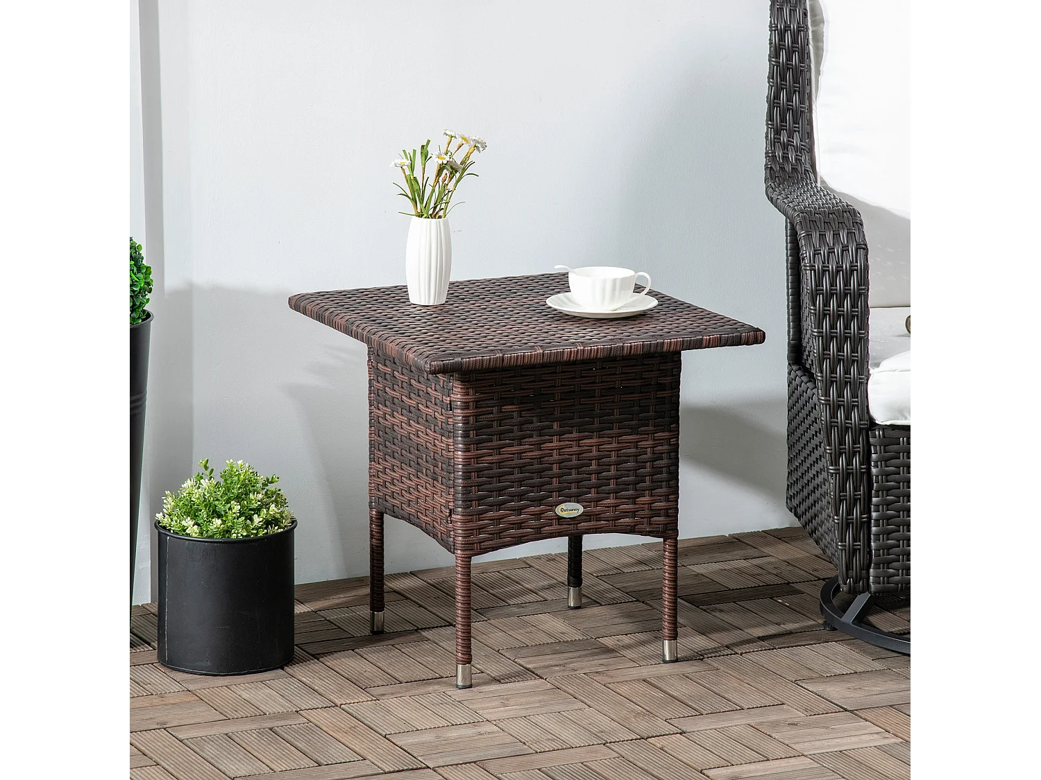 Varilu Mixed Brown Square Rattan Style Outdoor Coffee Table