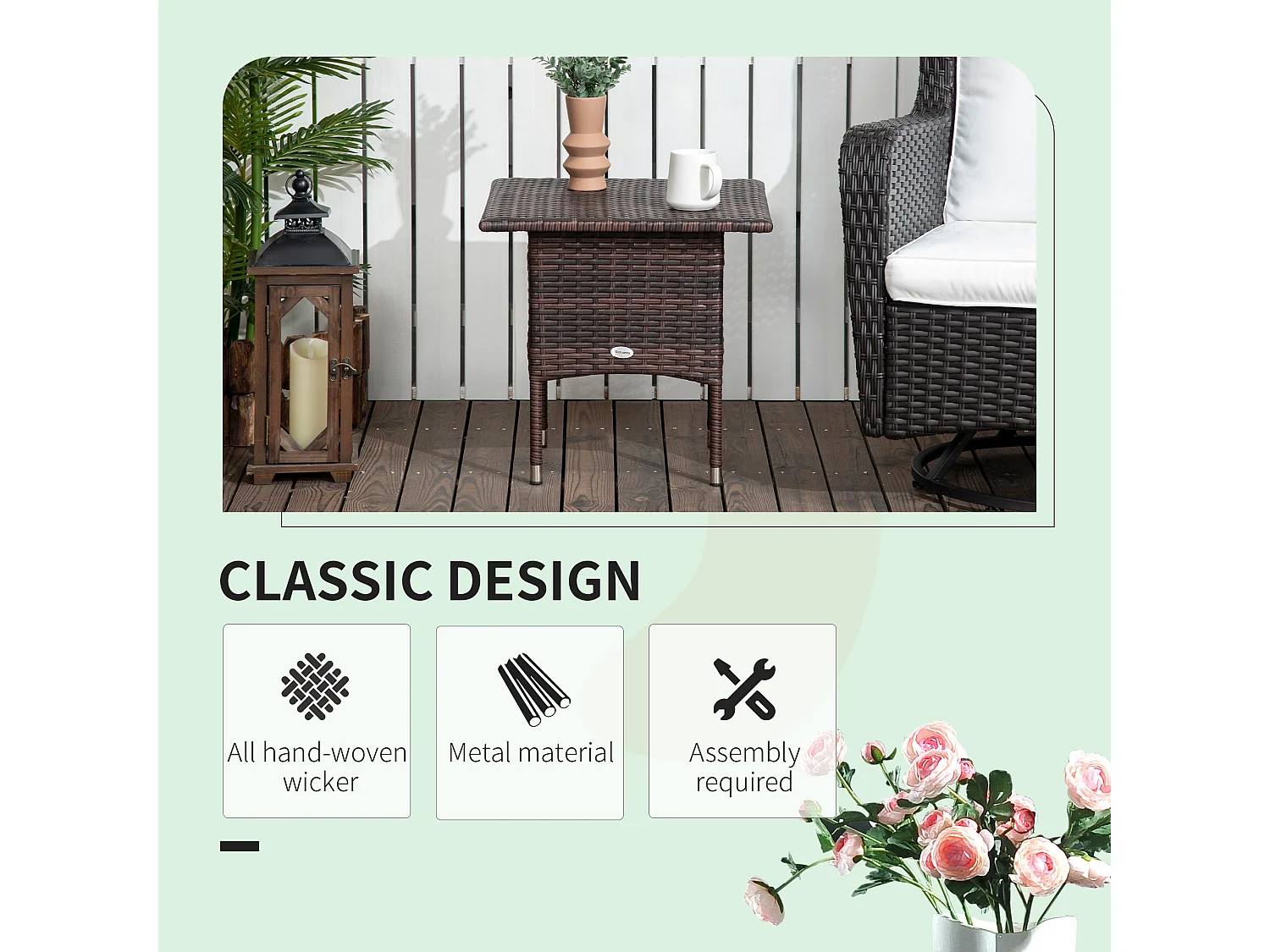 Varilu Mixed Brown Square Rattan Style Outdoor Coffee Table