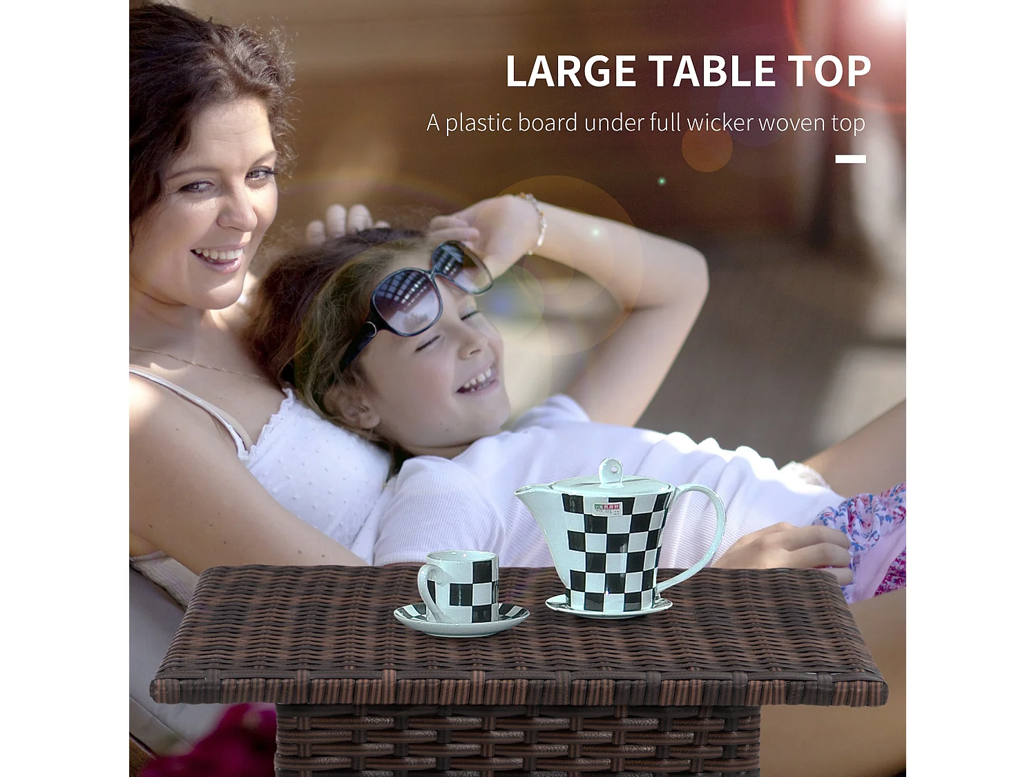 Varilu Mixed Brown Square Rattan Style Outdoor Coffee Table