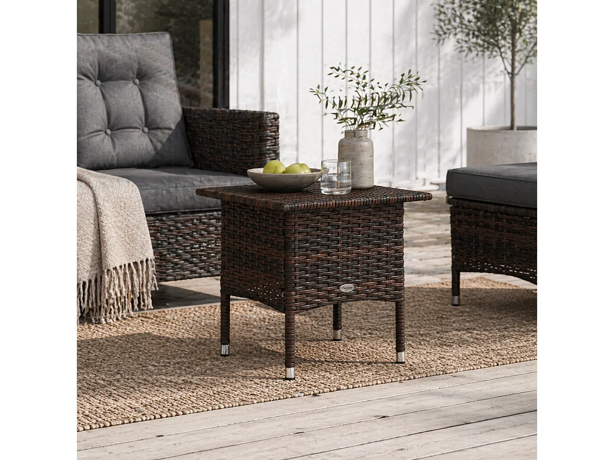 Varilu Mixed Brown Square Rattan Style Outdoor Coffee Table