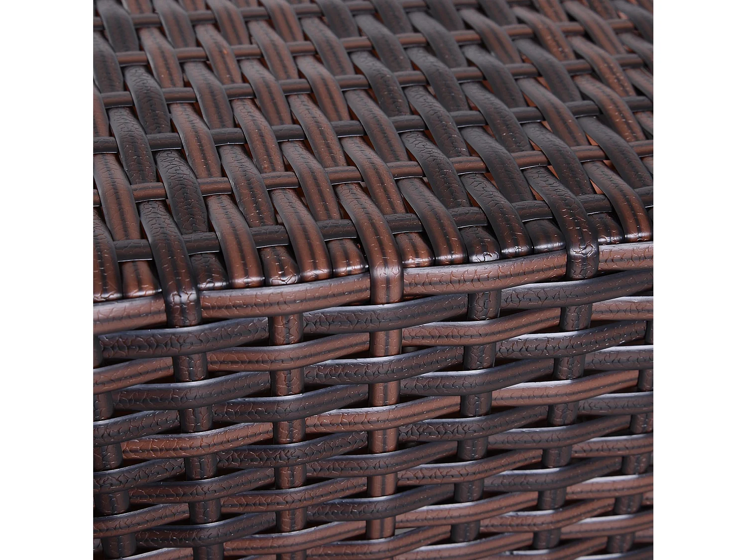Lekavi Brown PE Rattan Outdoor Coffee Table with Parasol Hole and Open Shelf