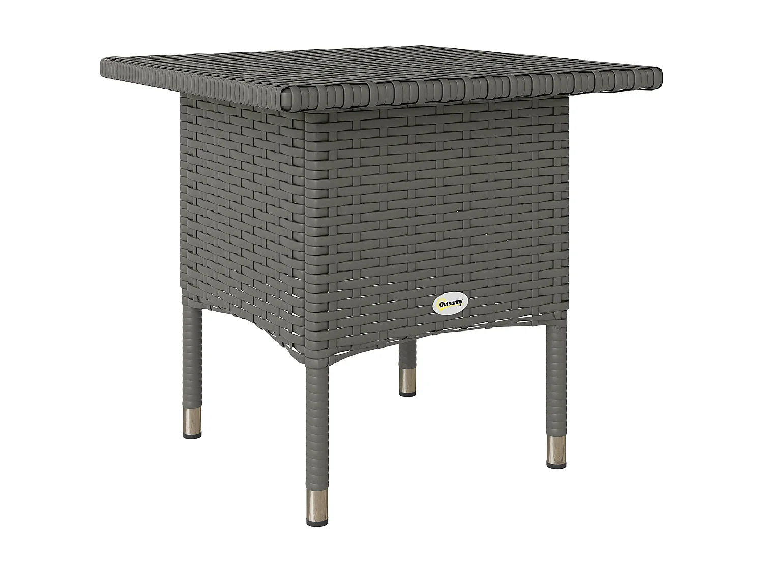 Nari Grey Rattan Outdoor Side Table Square Woven Top