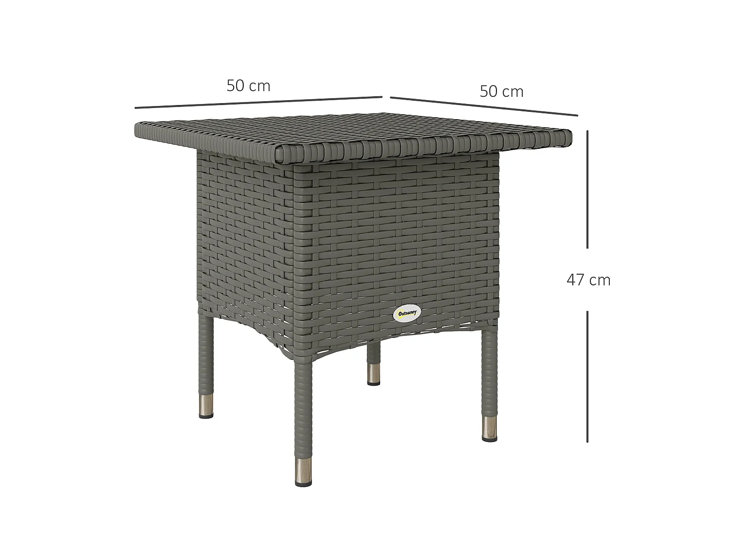 Nari Grey Rattan Outdoor Side Table Square Woven Top