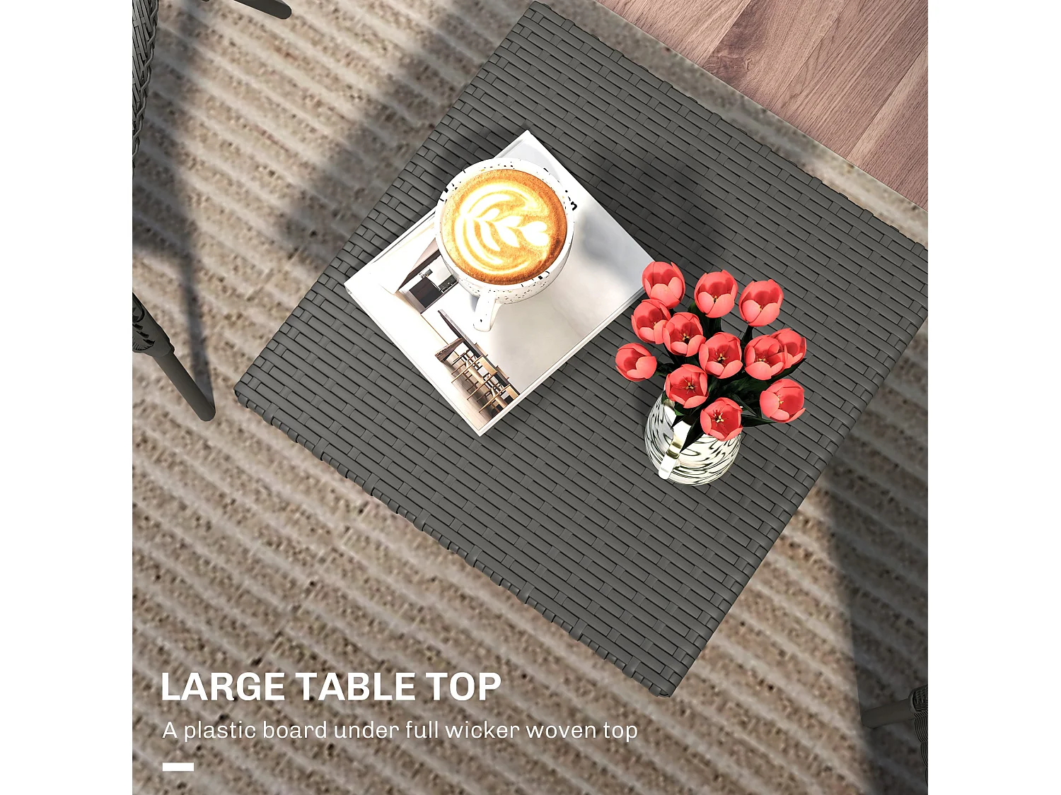 Nari Grey Rattan Outdoor Side Table Square Woven Top