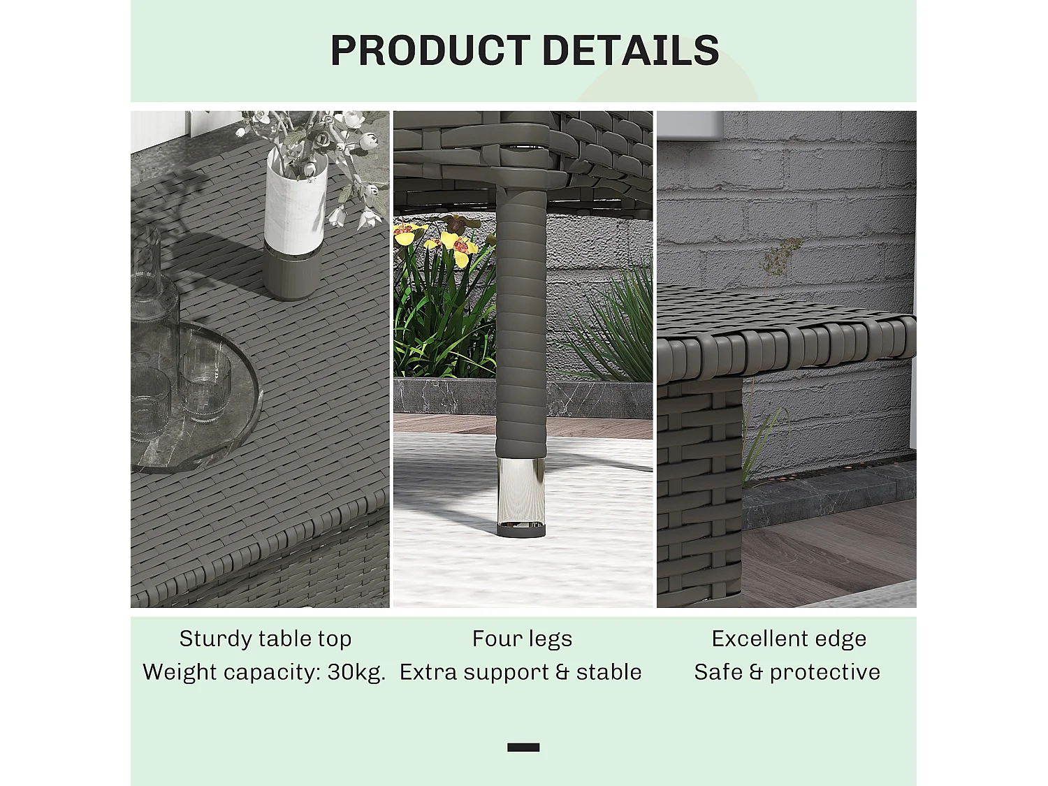 Nari Grey Rattan Outdoor Side Table Square Woven Top