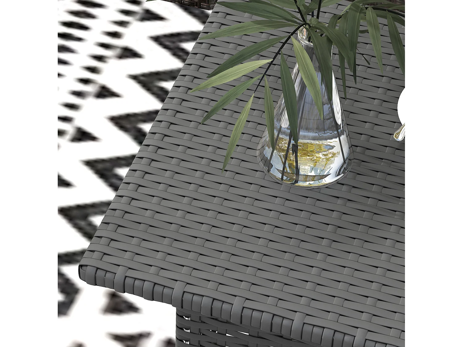 Nari Grey Rattan Outdoor Side Table Square Woven Top