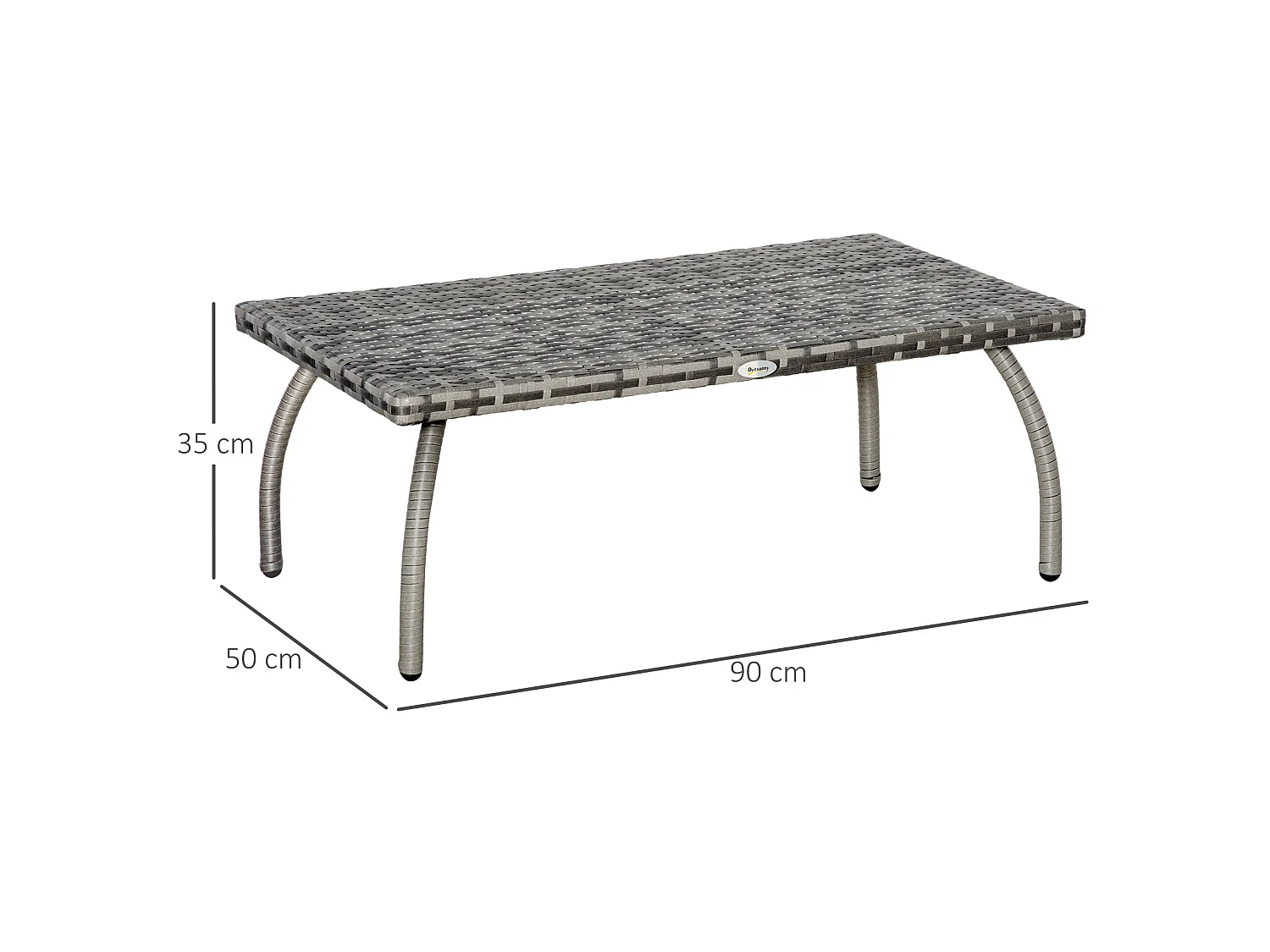 Kedo Grey Rattan Effect Rectangular Outdoor Coffee Table