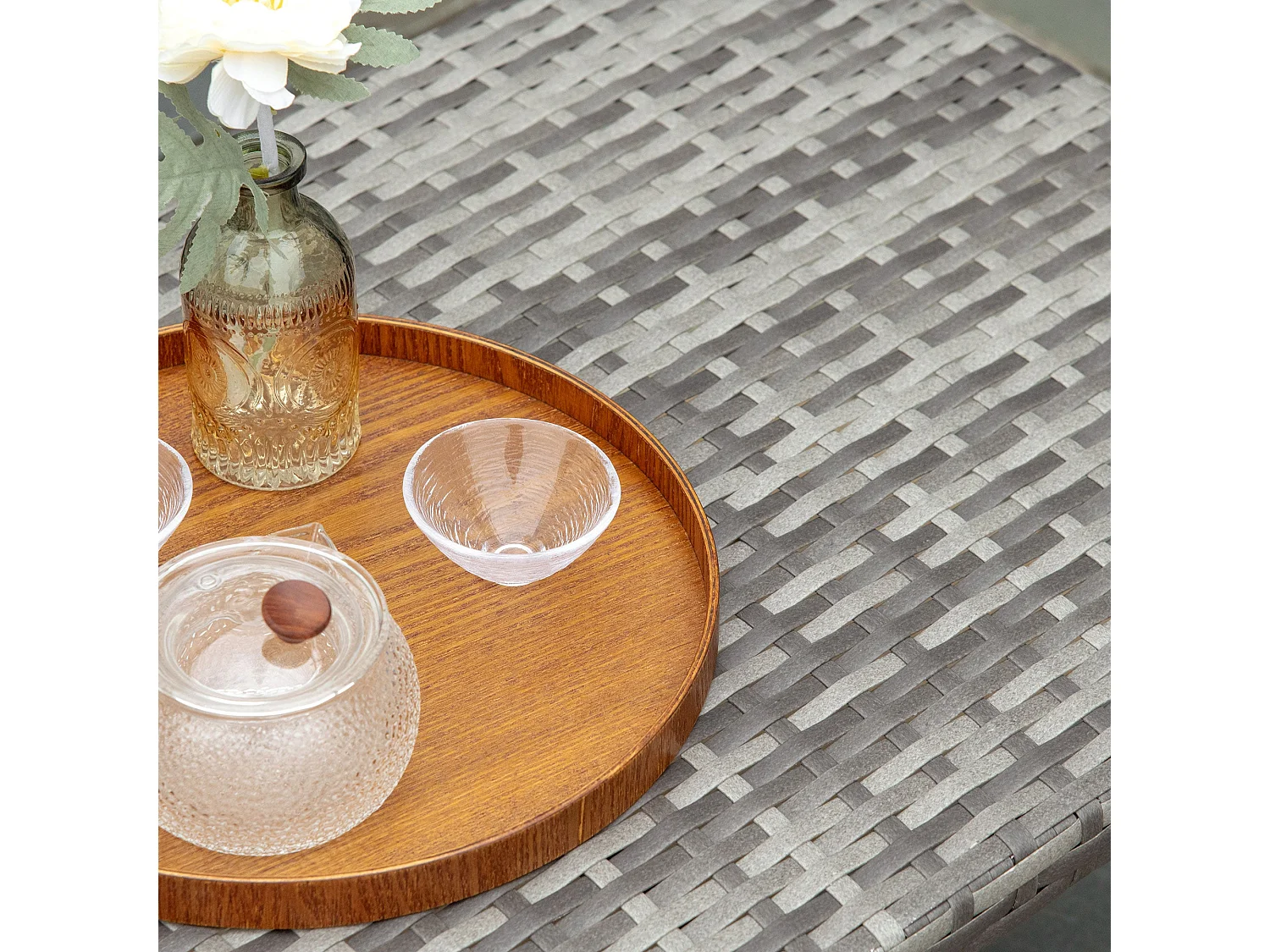 Kedo Grey Rattan Effect Rectangular Outdoor Coffee Table