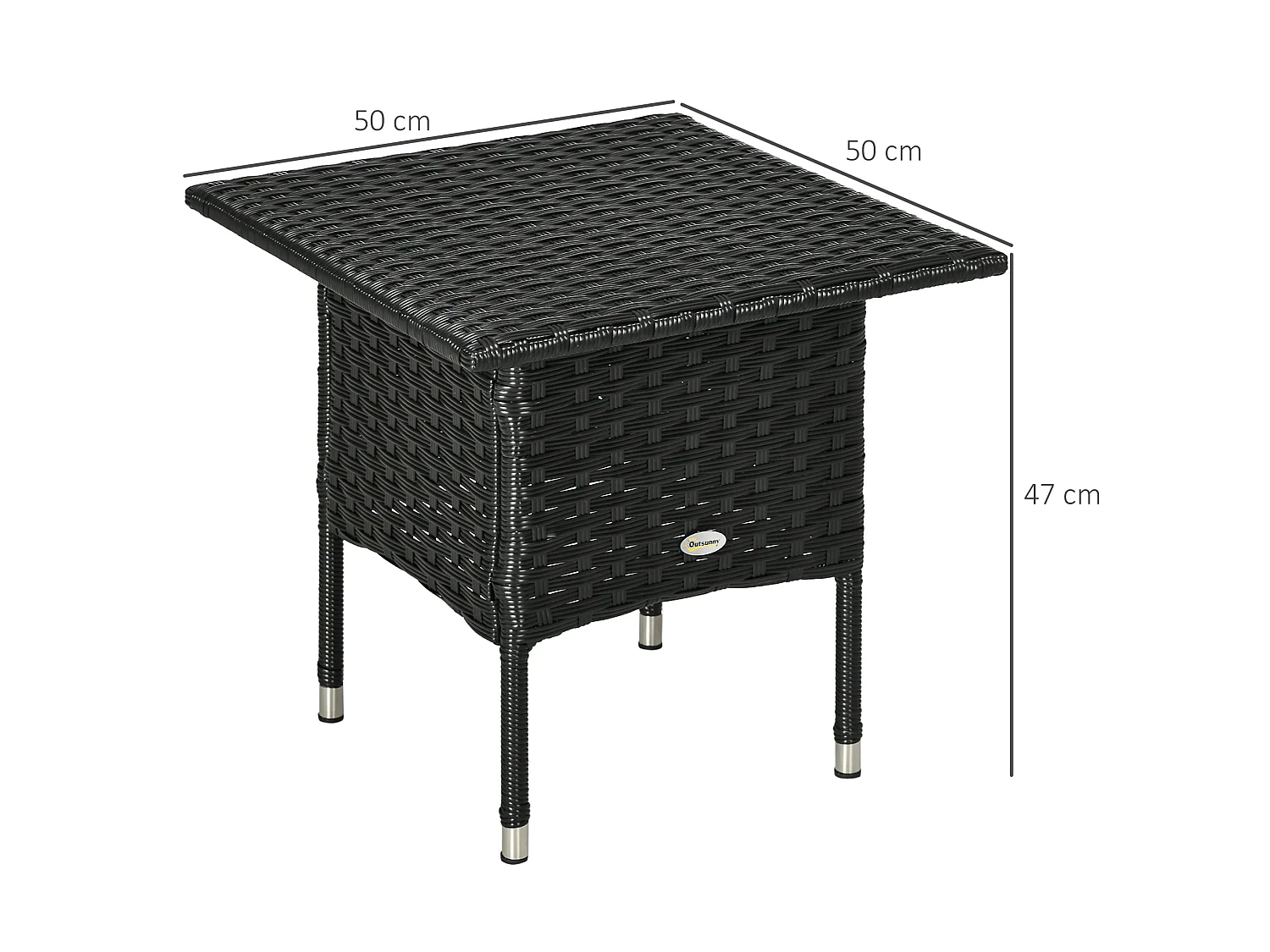 Varilu Black Rattan Style Outdoor Side Table 50x47x50cm