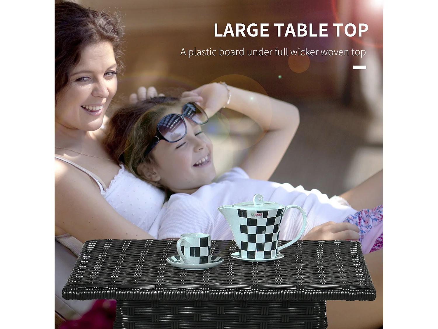 Varilu Black Rattan Style Outdoor Side Table 50x47x50cm