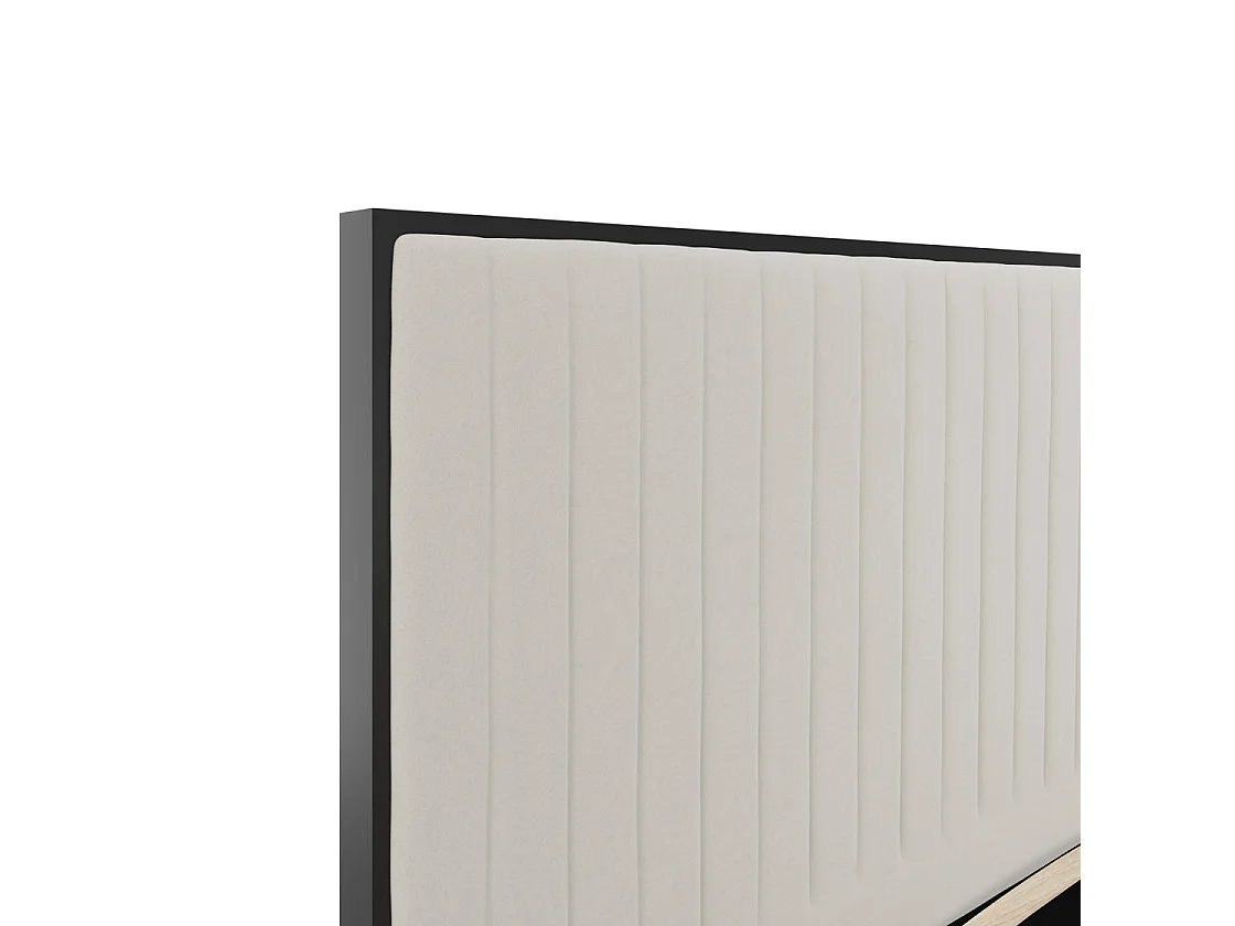 Killarney 5ft King Bed Cream Velvet with Tall Ribbed Headboard and Matt Black Frame