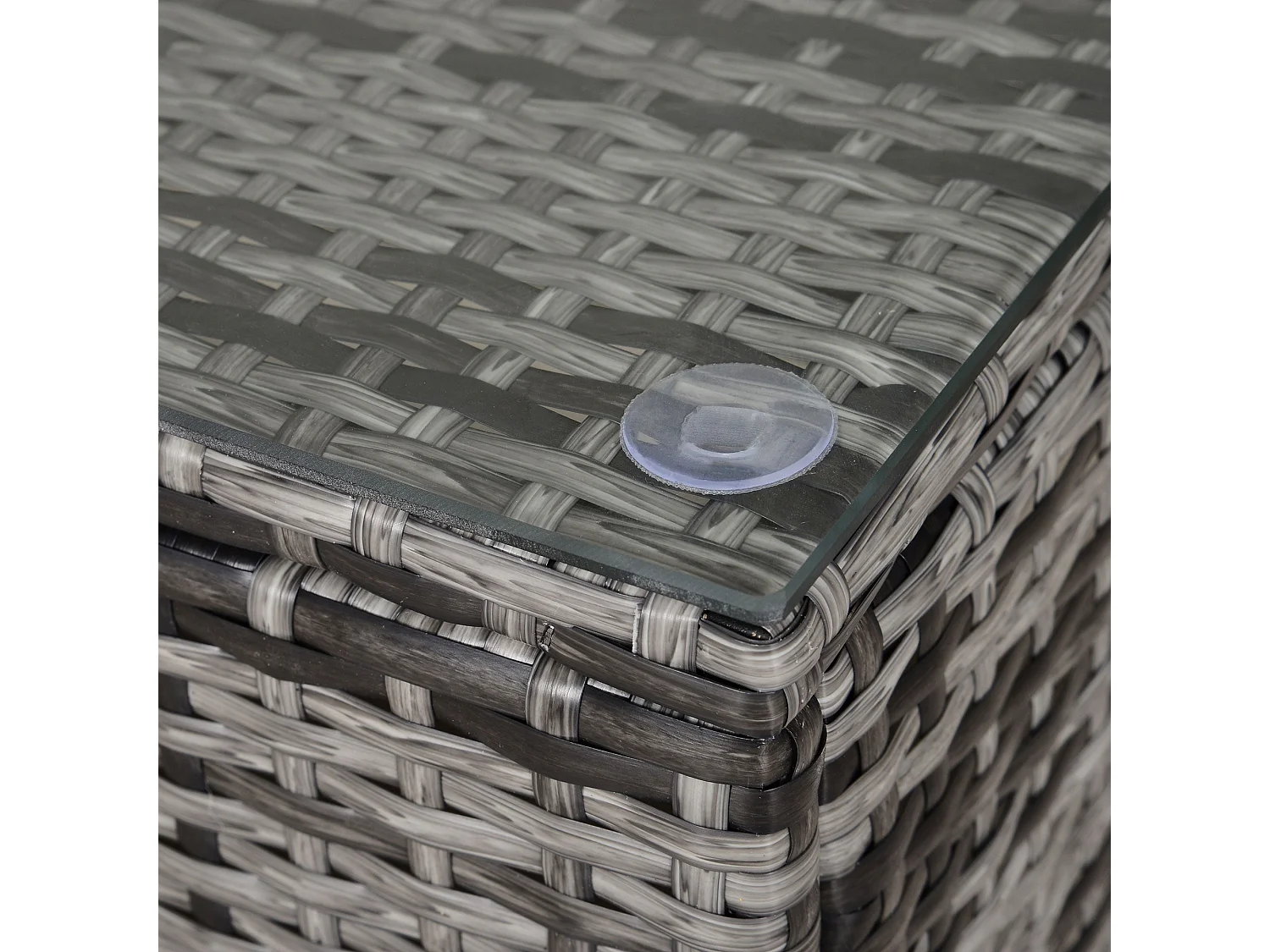 Lolifi Grey Mixed Rattan Outdoor Coffee Table with 5mm Glass Top
