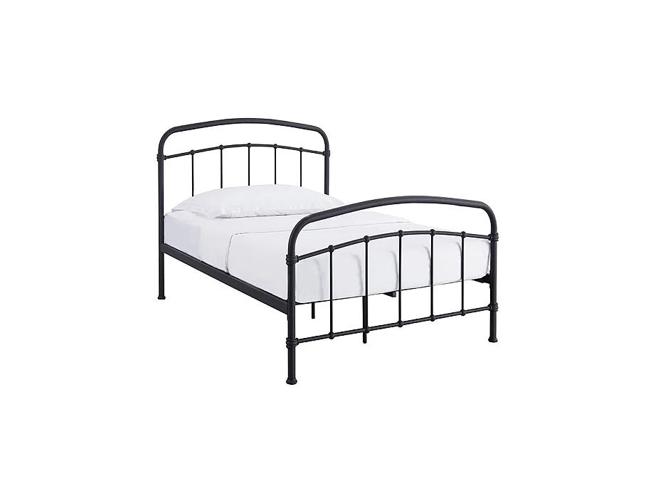 France Black Metal 3ft Single Bed with Headboard and Footboard