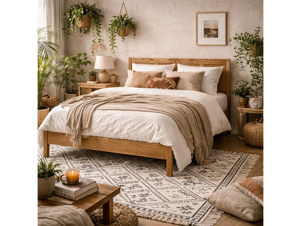 Dungarvan 5ft King Size Chevron Zig Zag Natural Wood Bed
