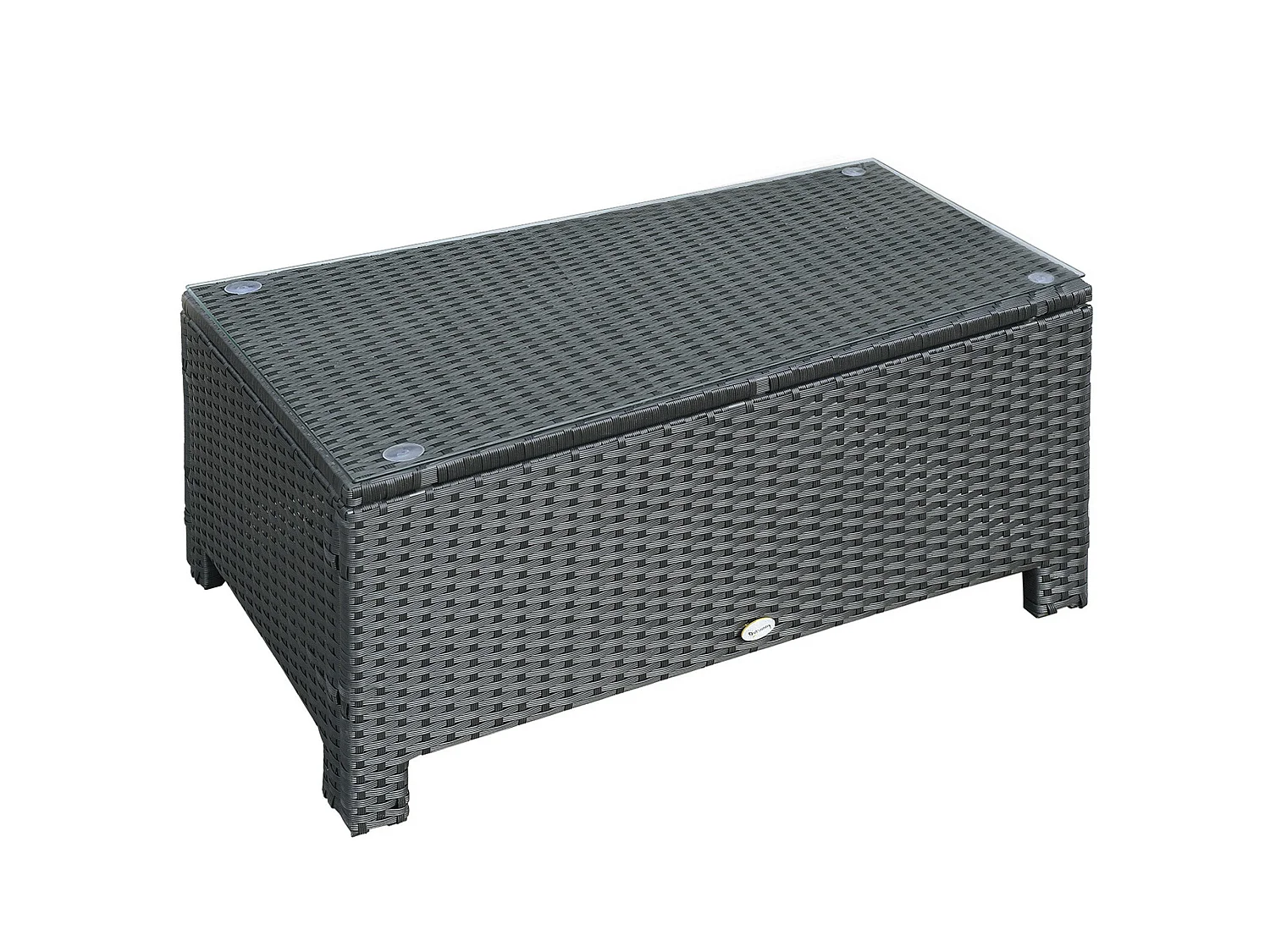 Niyo Black Rattan Rectangular Outdoor Coffee Table with 5mm Tempered Glass Top
