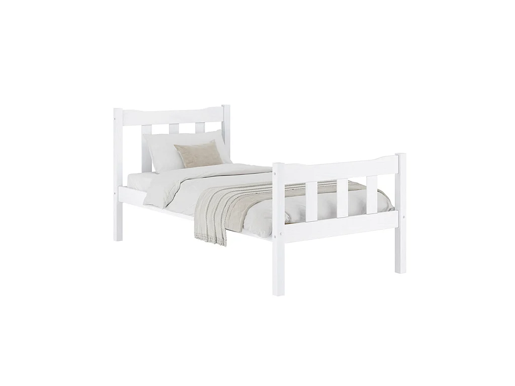 Tralee White Washed Pine 3ft Single Bed with Slatted Headboard and Footboard
