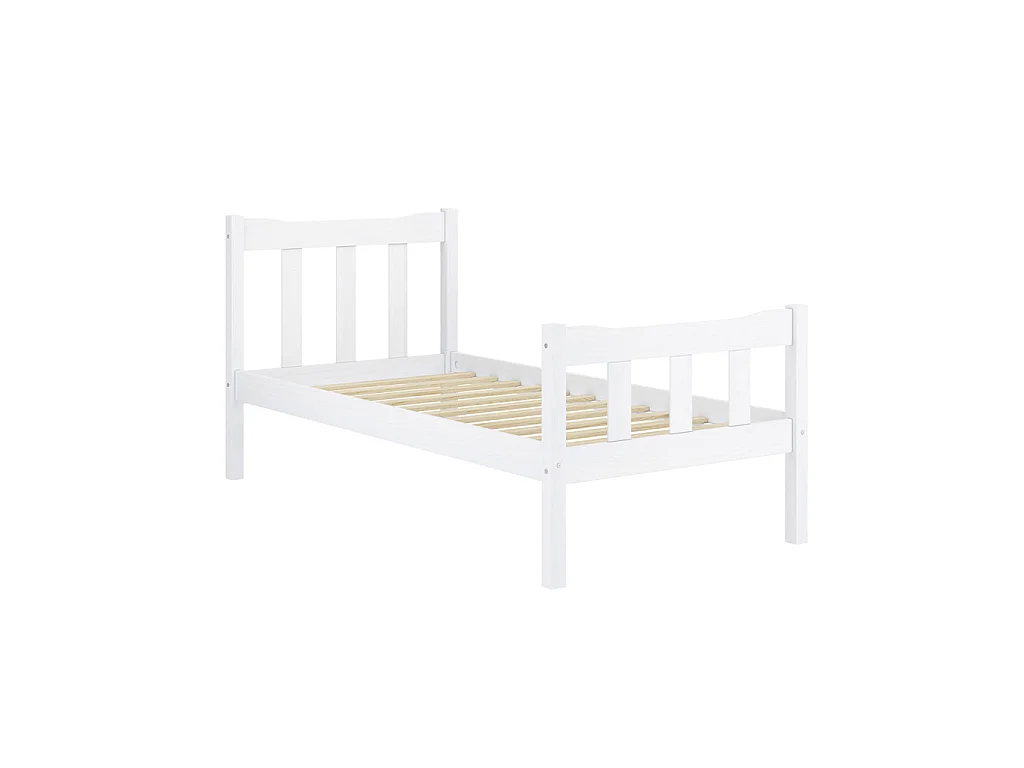 Tralee White Washed Pine 3ft Single Bed with Slatted Headboard and Footboard