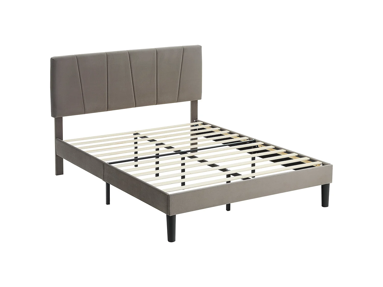 Nare 4FT6 Double Bed Frame Grey Velvet Feel Upholstered Headboard